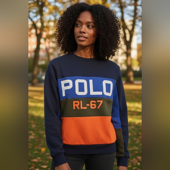 Ralph Lauren Men's Colorblock Crewneck Sweater - Blue Orange Green Size S/P